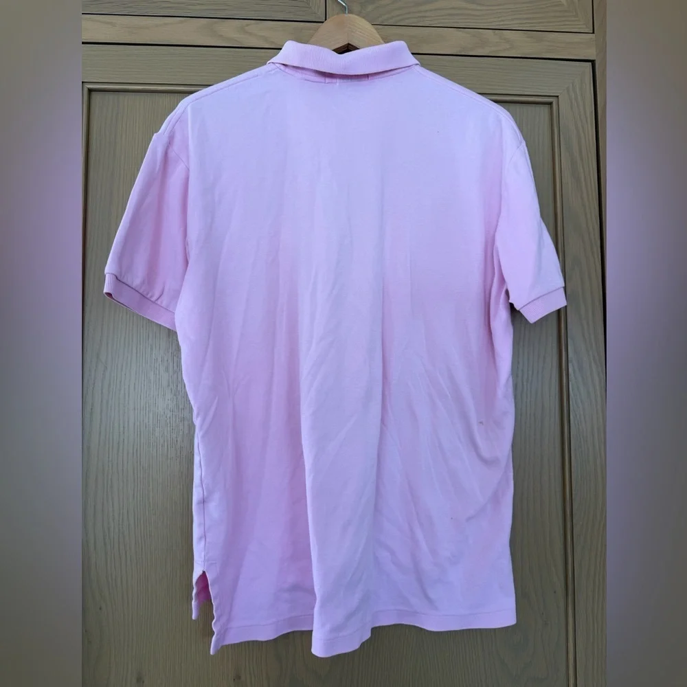 90's Era Ralph Lauren Baby Pink Polo Shirt for Men / Cotton / Light Blue Pony LG